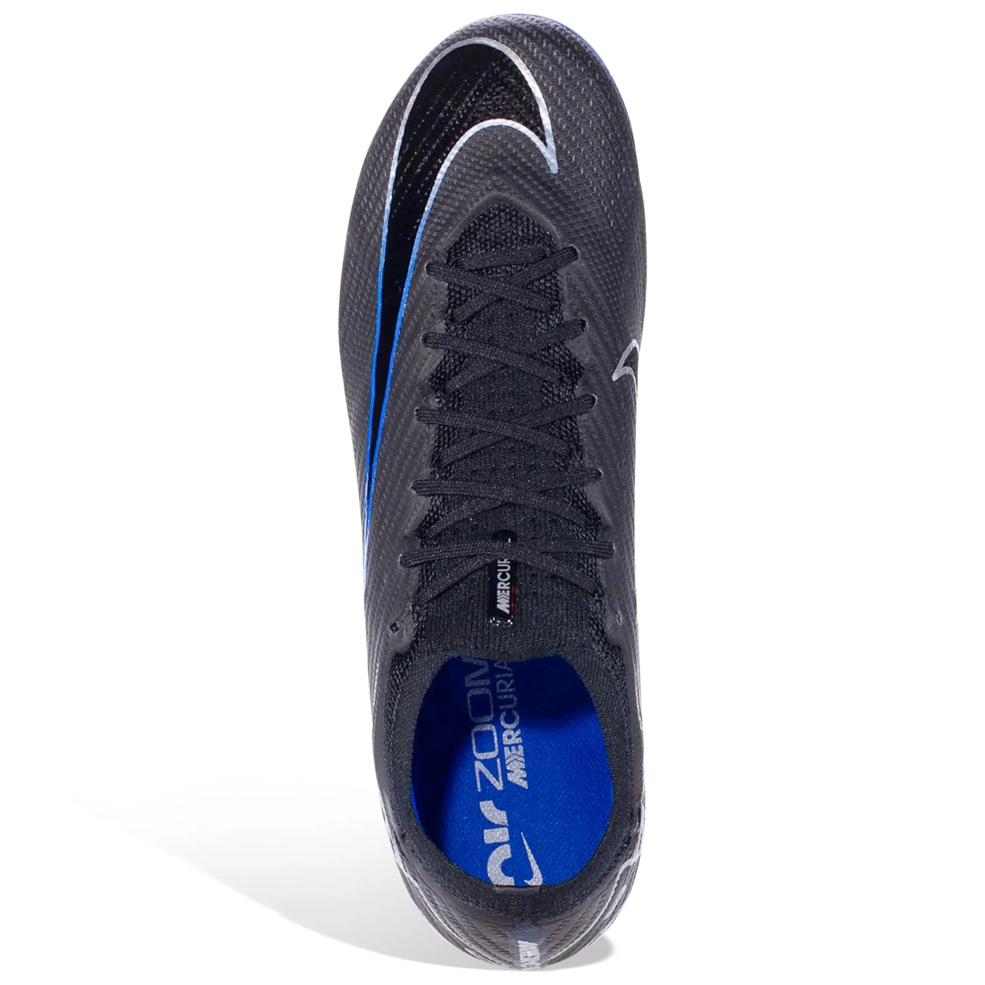 Nike Zoom Vapor 15 Elite SG-Pro Soccer Cleats (Black/Chrome-Hyper Royal) Push Strength Dry Cushion
