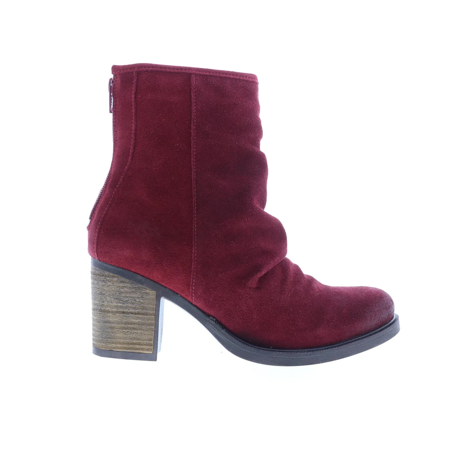 Leather Upper Bos. & Co. Bevy Womens Red Suede Zipper Ankle & Booties Boots