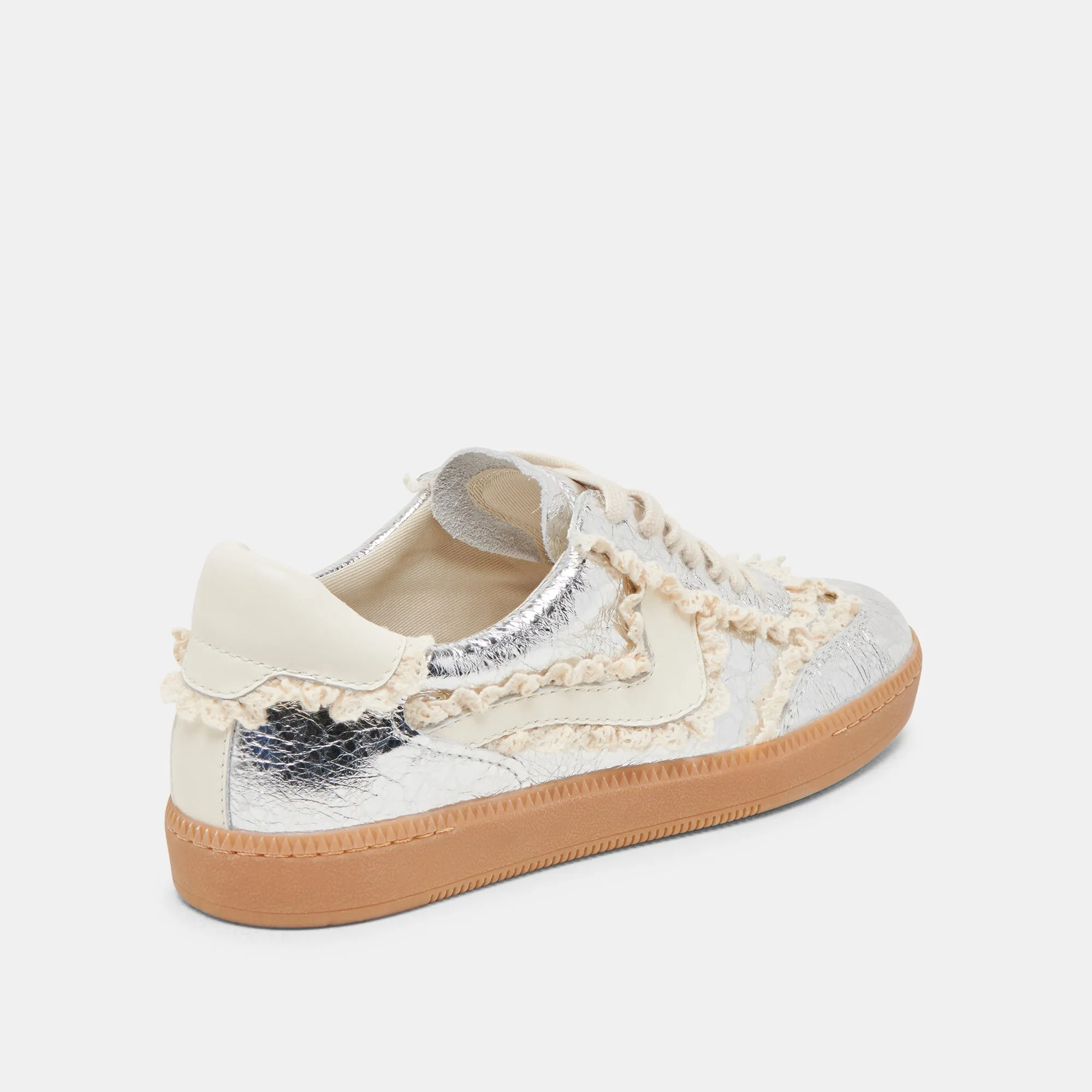 Ready For Action NOTICE LACE SNEAKERS SILVER DISTRESSED LEATHER