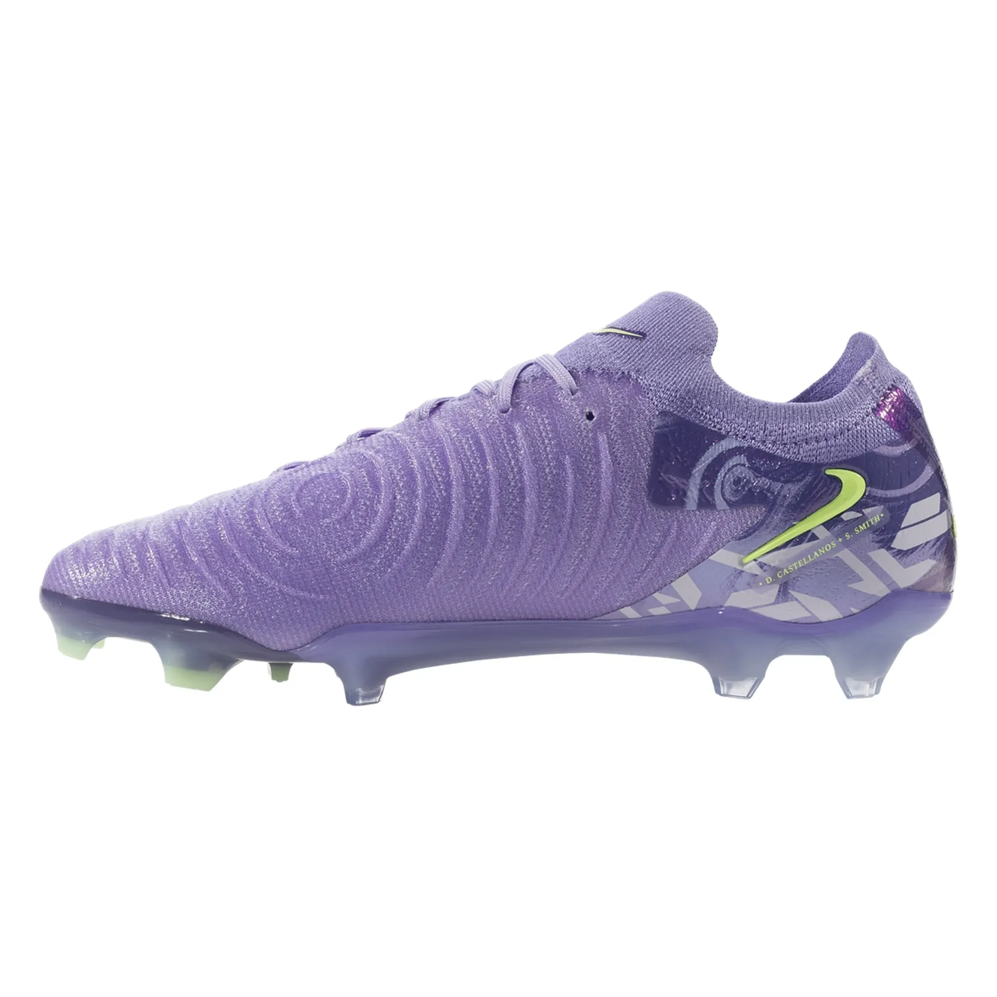 Nike United Phantom GX II Elite FG Soccer Cleats (Purple Agate/Barely Volt) Traction Zone
