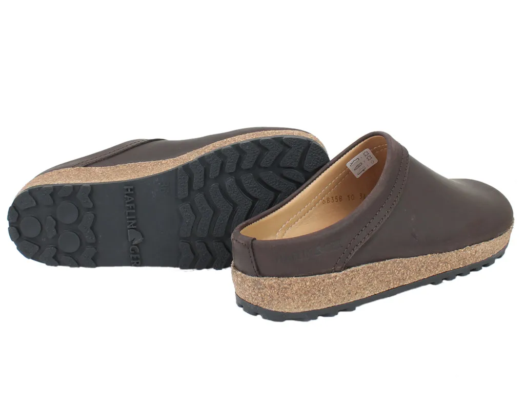 Haflinger Leather Clogs Malmo Brown 708 Italian Glam Dark Edge