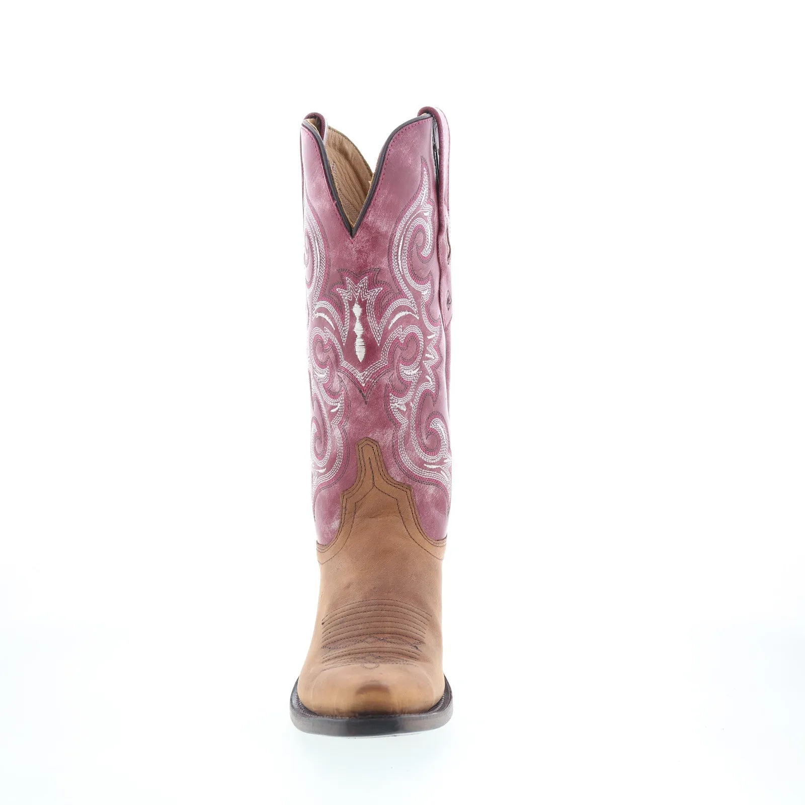 Reliable Footwear Jama Old West LF1557 Womens Brown Leather Slip On Cowboy Western Boots