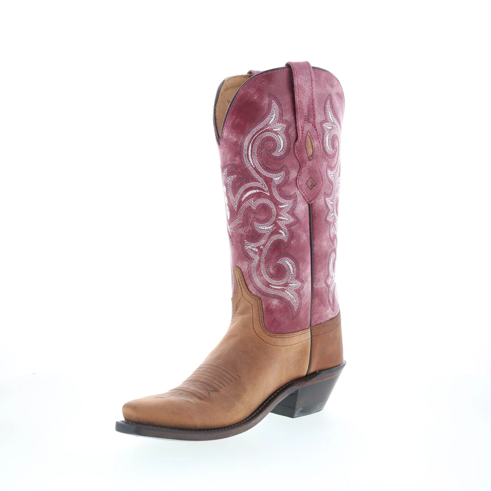 Active Comfort Jama Old West LF1557 Womens Brown Leather Slip On Cowboy Western Boots