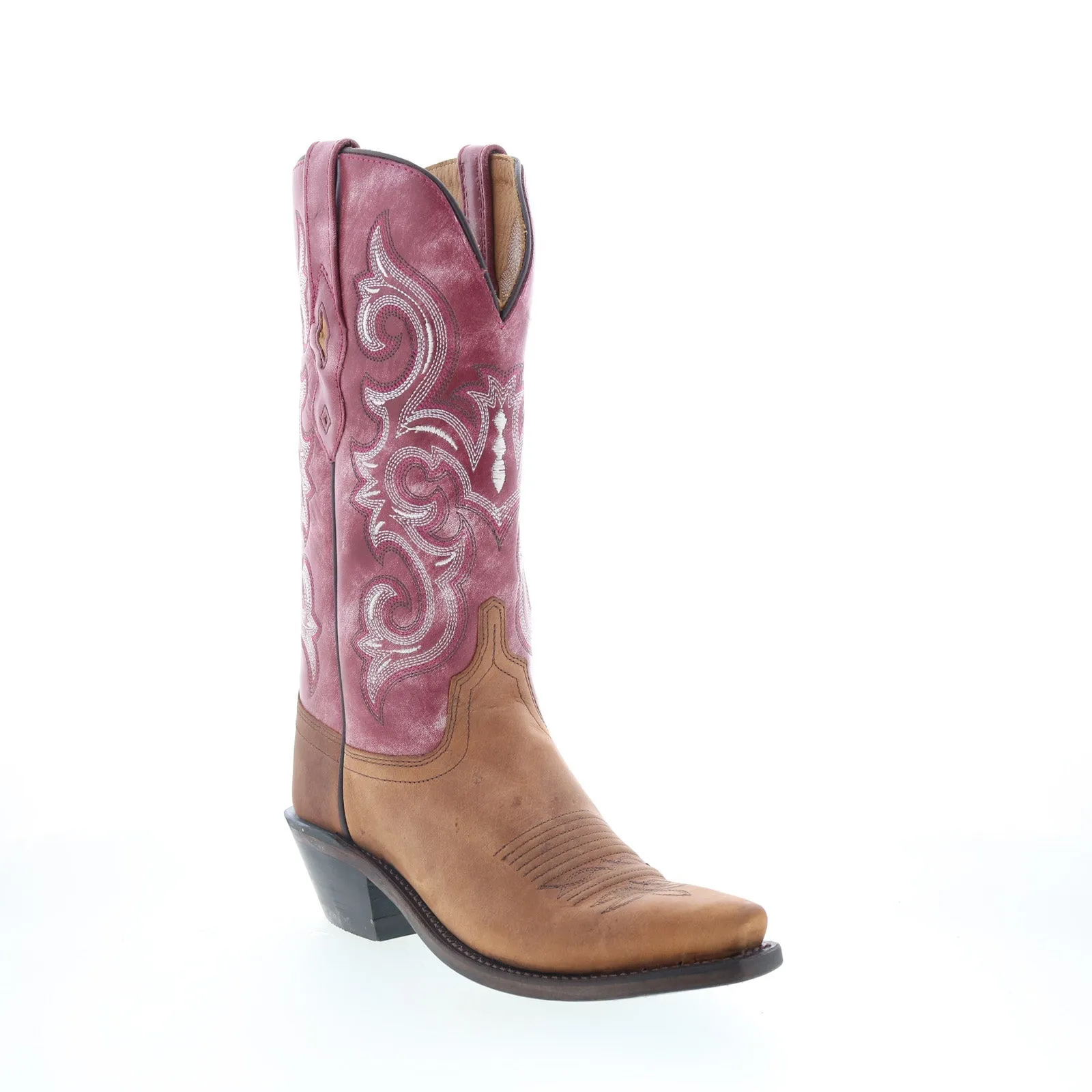 Jama Old West LF1557 Womens Brown Leather Slip On Cowboy Western Boots athlete Comfortable Grip