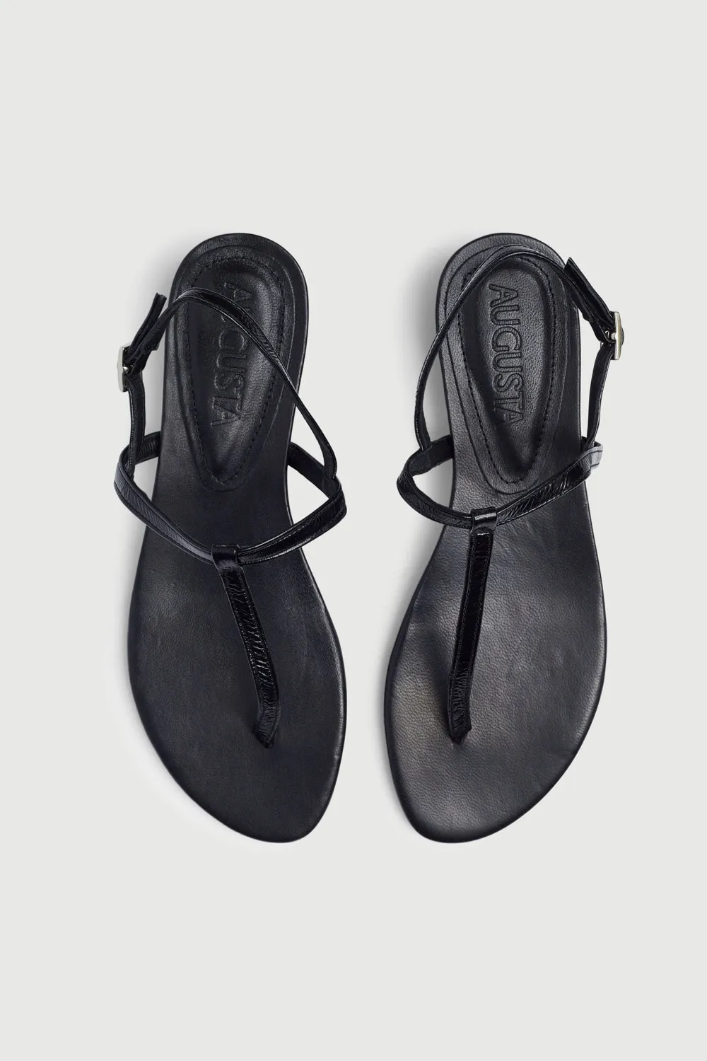 Windy day Daphne Sandal in Black Patent Leather