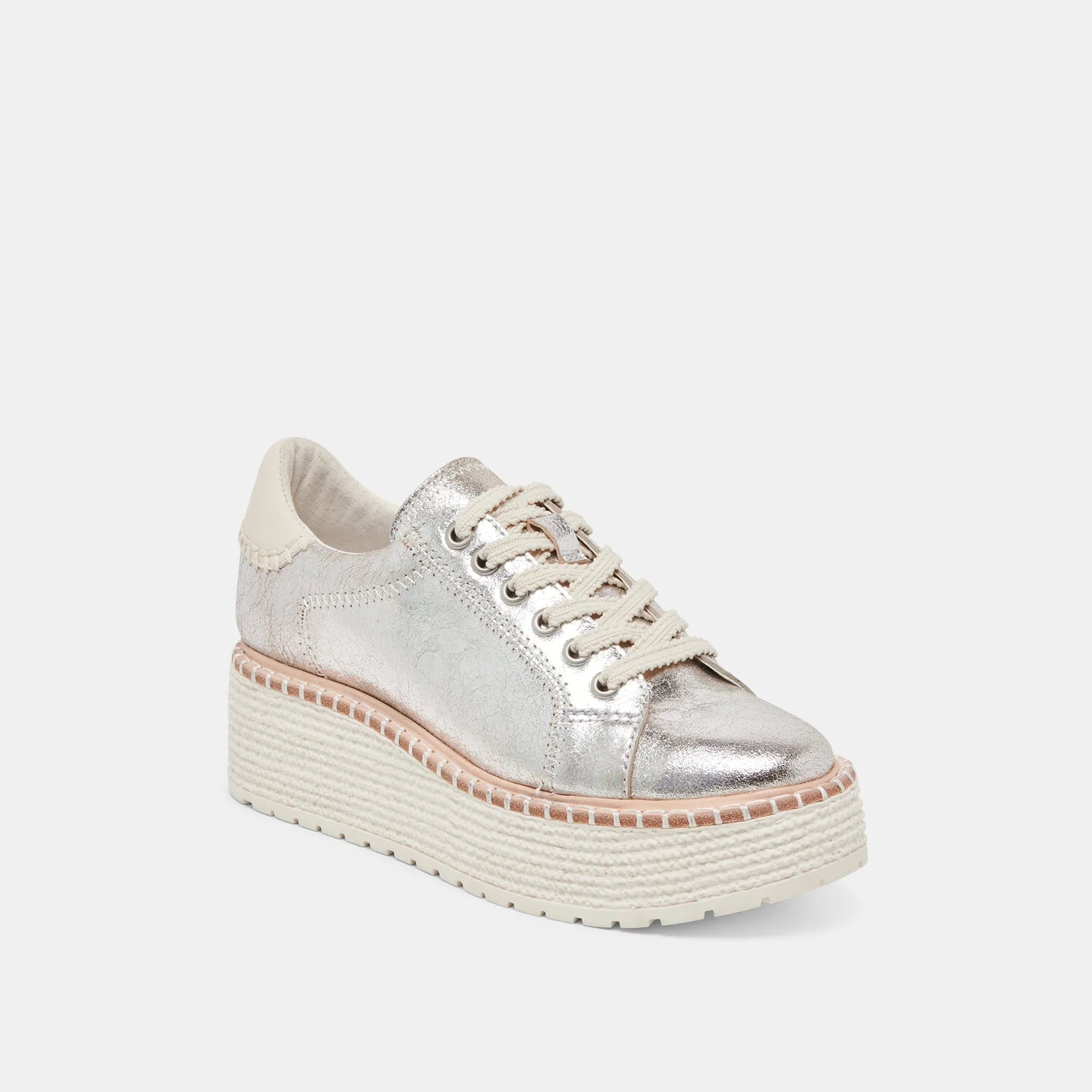 Shock-absorbent look TWAIN SNEAKERS SILVER CRACKLED LEATHER