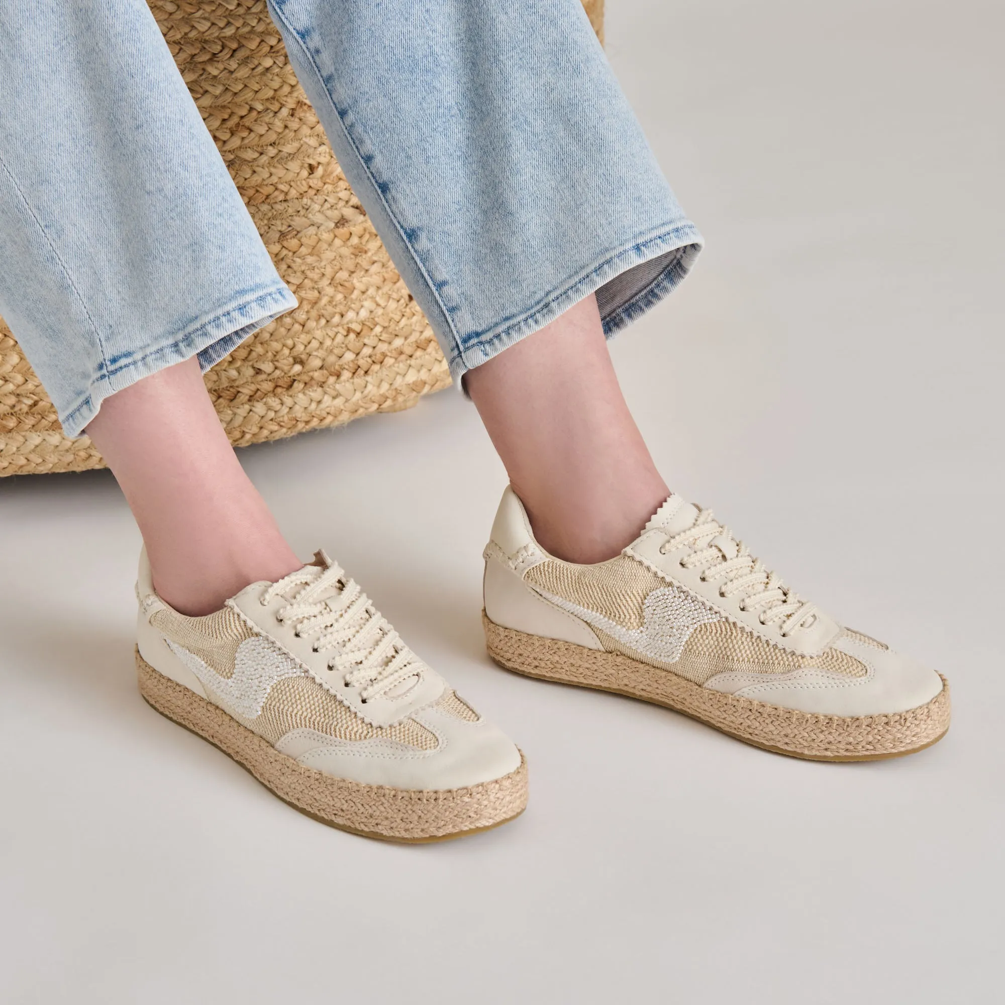 Supportive arch Metallic Trim NOTICE ESPADRILLE BEAD SNEAKERS NATURAL MULTI BURLAP