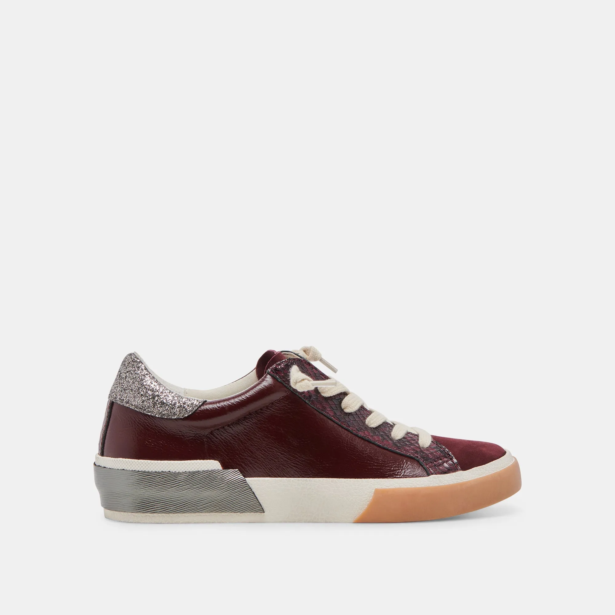 Enhanced Cushioning Urban Trekking ZINA SNEAKERS BURGUNDY CRINKLE PATENT