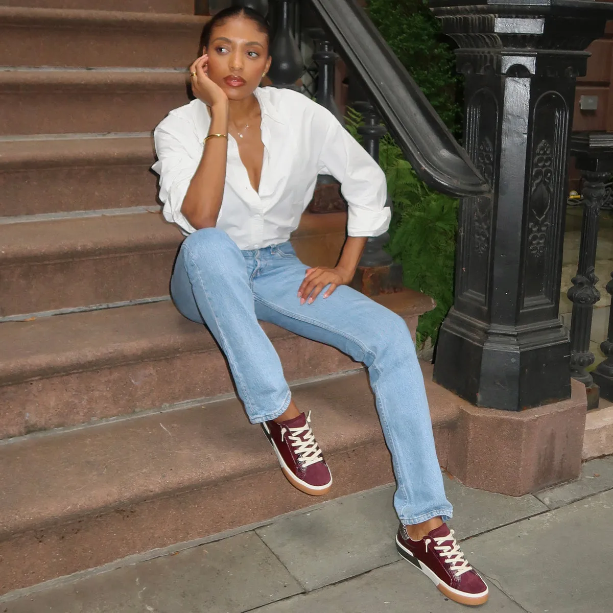 Style Motion ZINA SNEAKERS BURGUNDY CRINKLE PATENT