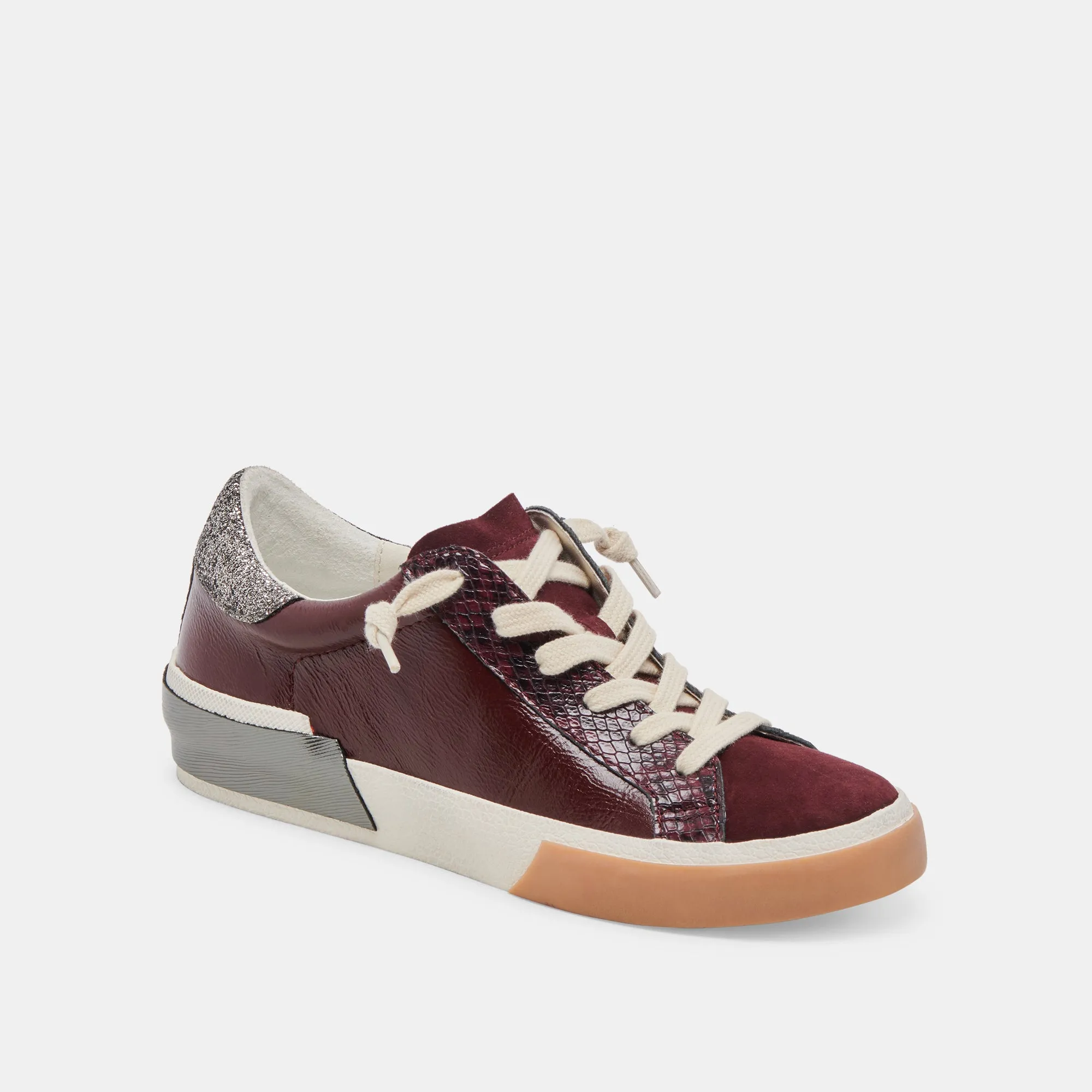 Running Shoes ZINA SNEAKERS BURGUNDY CRINKLE PATENT