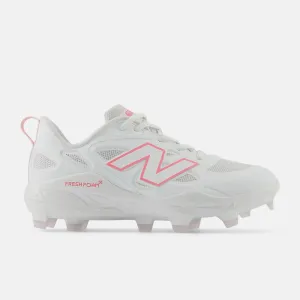 New Balance Women's Fresh Foam X Velo v4 Molded Softball Cleats - White with Ultra Pink SPVELOM4 Comfort Flex