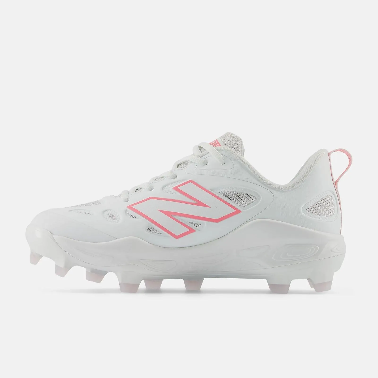 Stylish Fit New Balance Women's Fresh Foam X Velo v4 Molded Softball Cleats - White with Ultra Pink SPVELOM4