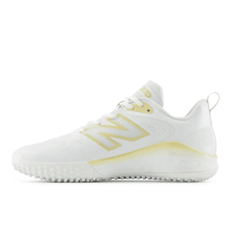 New Balance Women's Fresh Foam x Velo v4 Turf-Trainer Softball Shoes - White/Gold STVELOC4 Walking Vibe