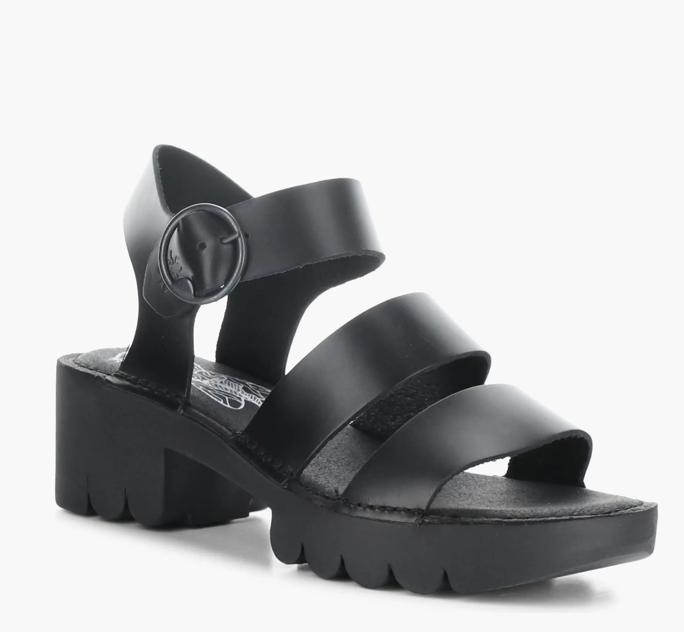 FLY LONDON EGLY BLACK Sleek Feel Open Back