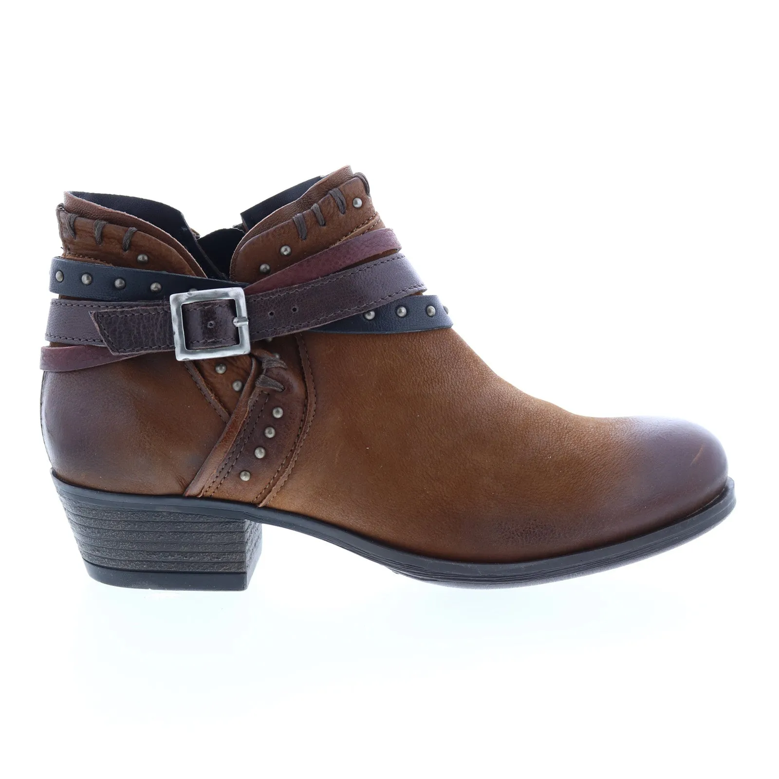Miz Mooz Booker 111265 Womens Brown Leather Zipper Ankle & Booties Boots Patterned Surface