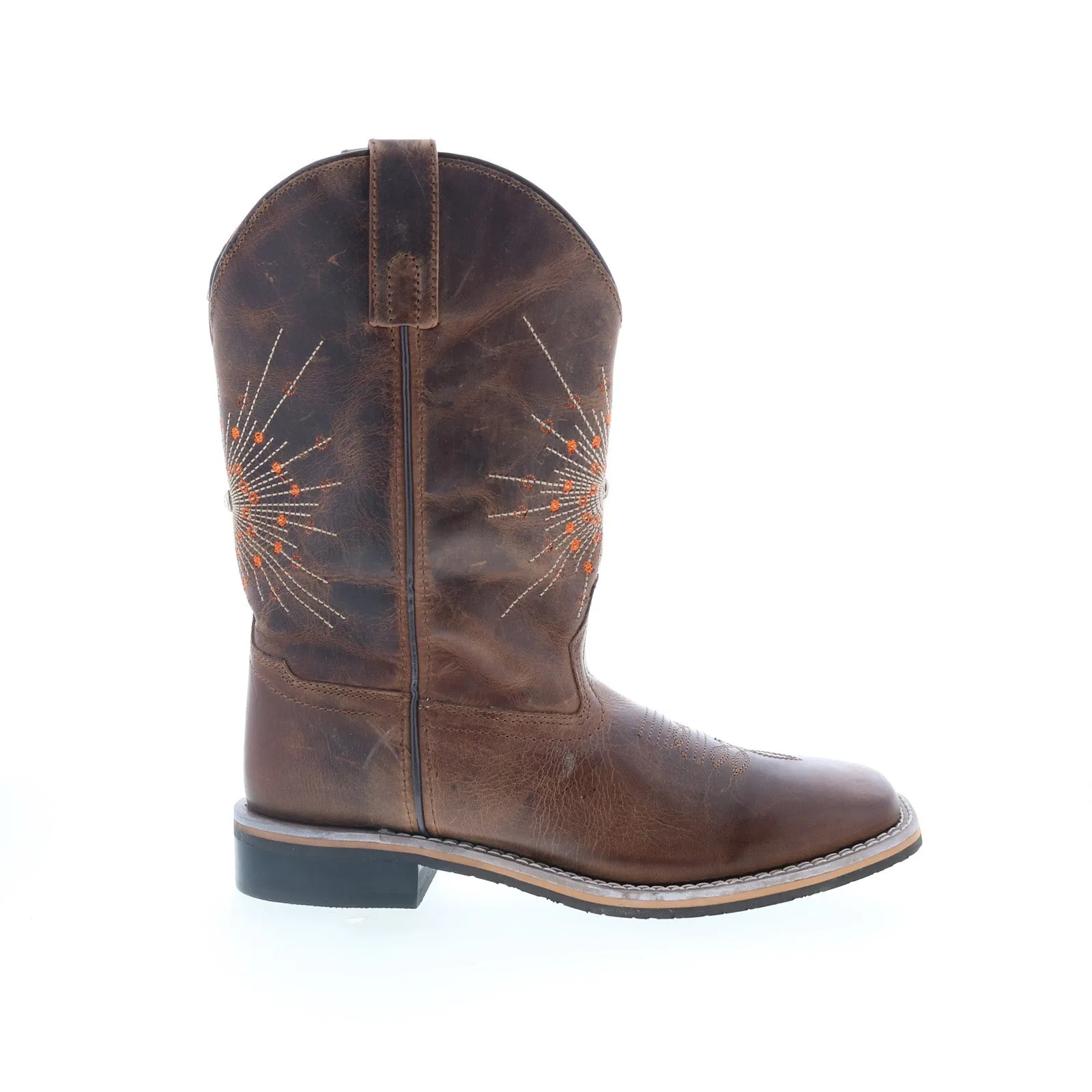 Smoky Mountain Boots Sunburst 6026 Womens Brown Leather Slip On Western Boots Cushioned Support