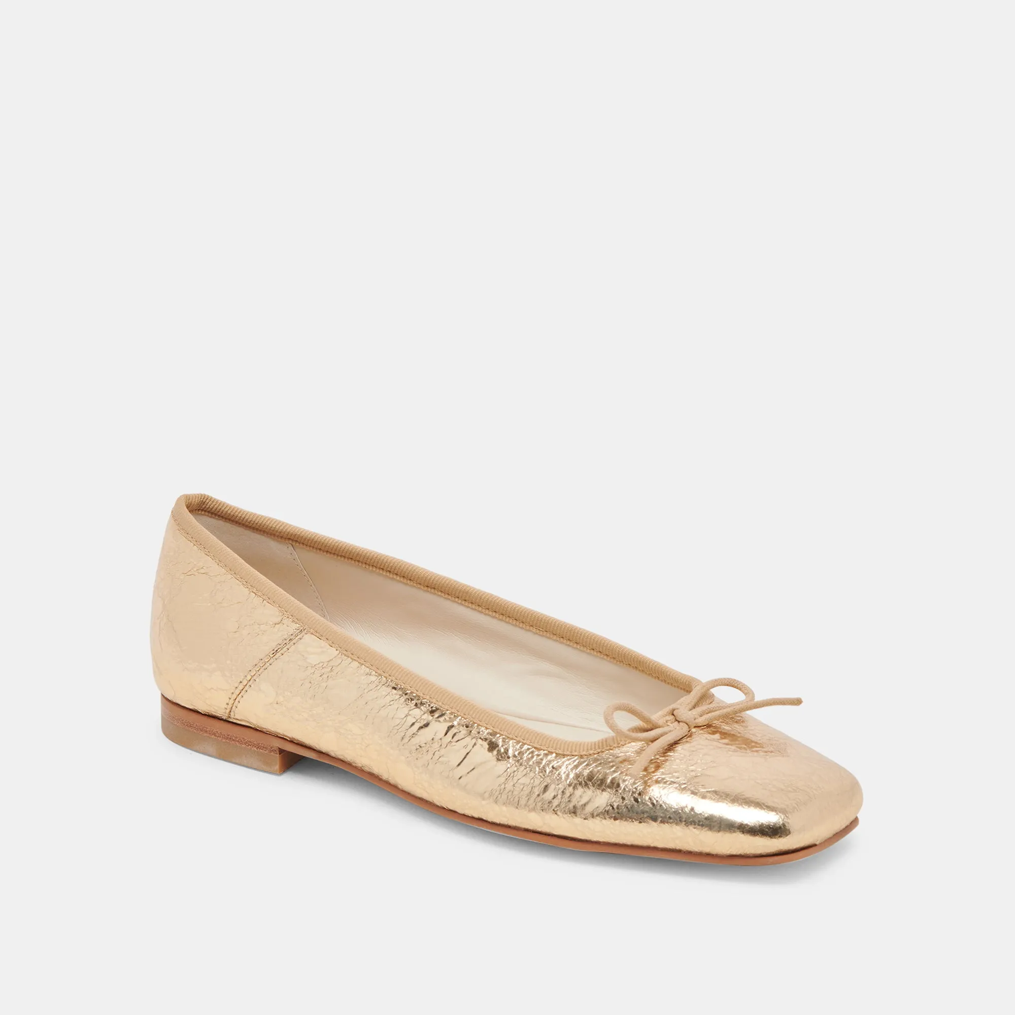 ANISA BALLET FLATS GOLD DISTRESSED LEATHER Storm Sky Peep Toe