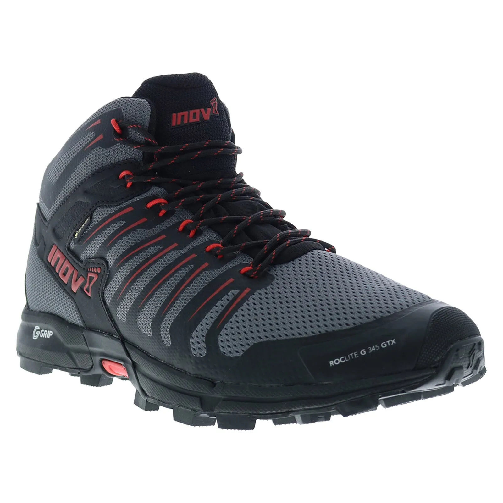 Inov-8 Roclite G 345 GTX 000802-GYBKRD Mens Gray Mesh Lace Up Hiking Boots Eco Friendly