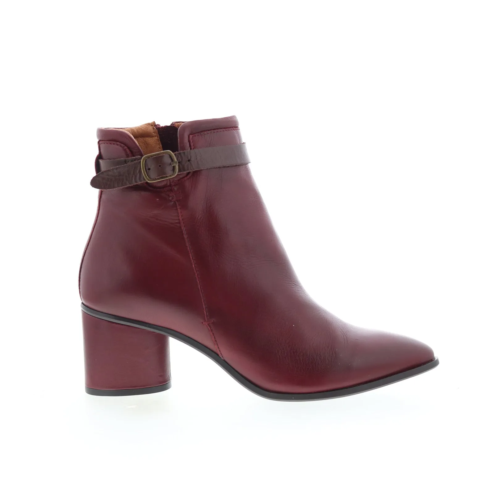 Miz Mooz Justice Womens Burgundy Leather Zipper Ankle & Booties Boots Smart Look Urban Footwear