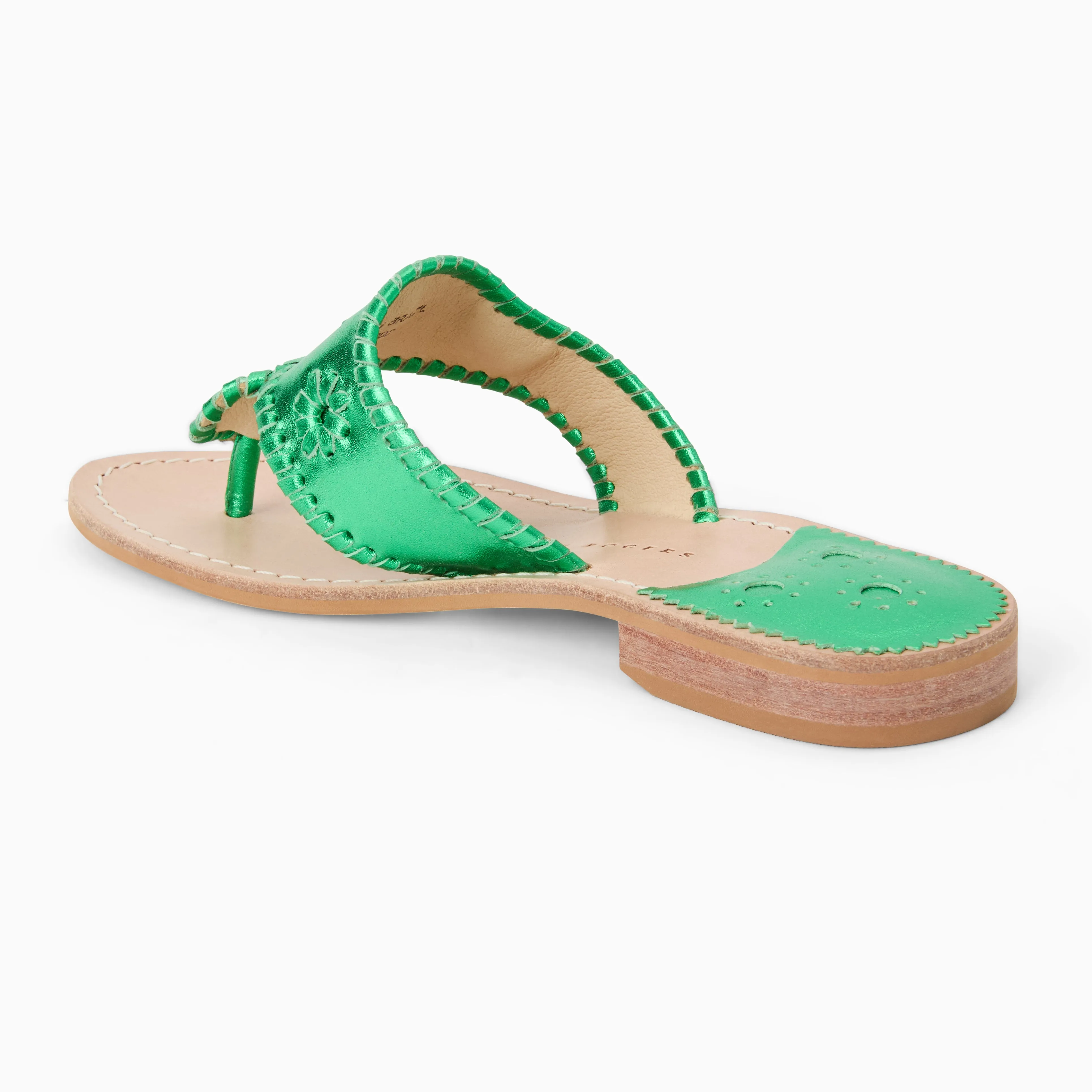 Ocean Walk Angel Mood Jacks Metallic Leather Flat Sandal