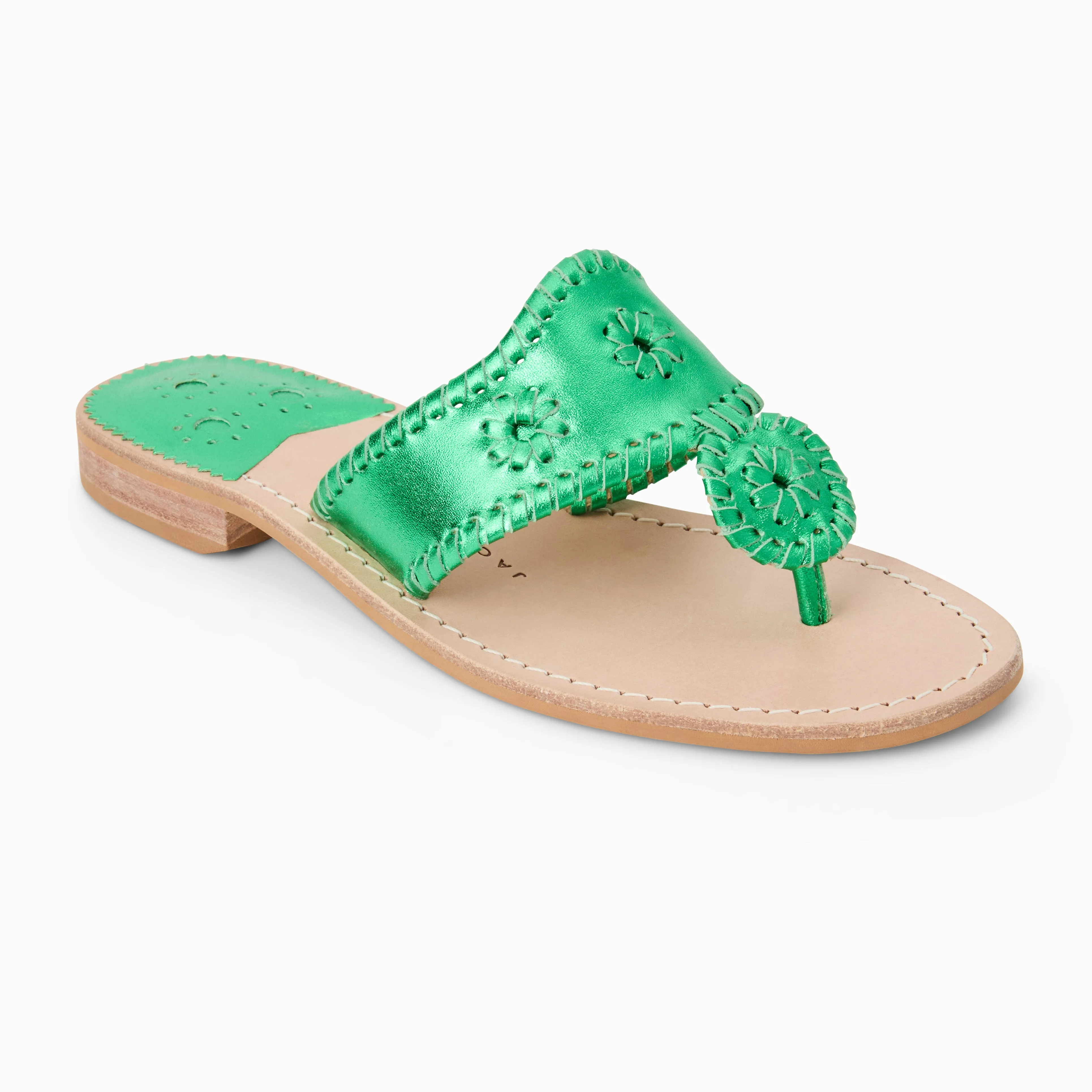 Scandi Clean Jacks Metallic Leather Flat Sandal