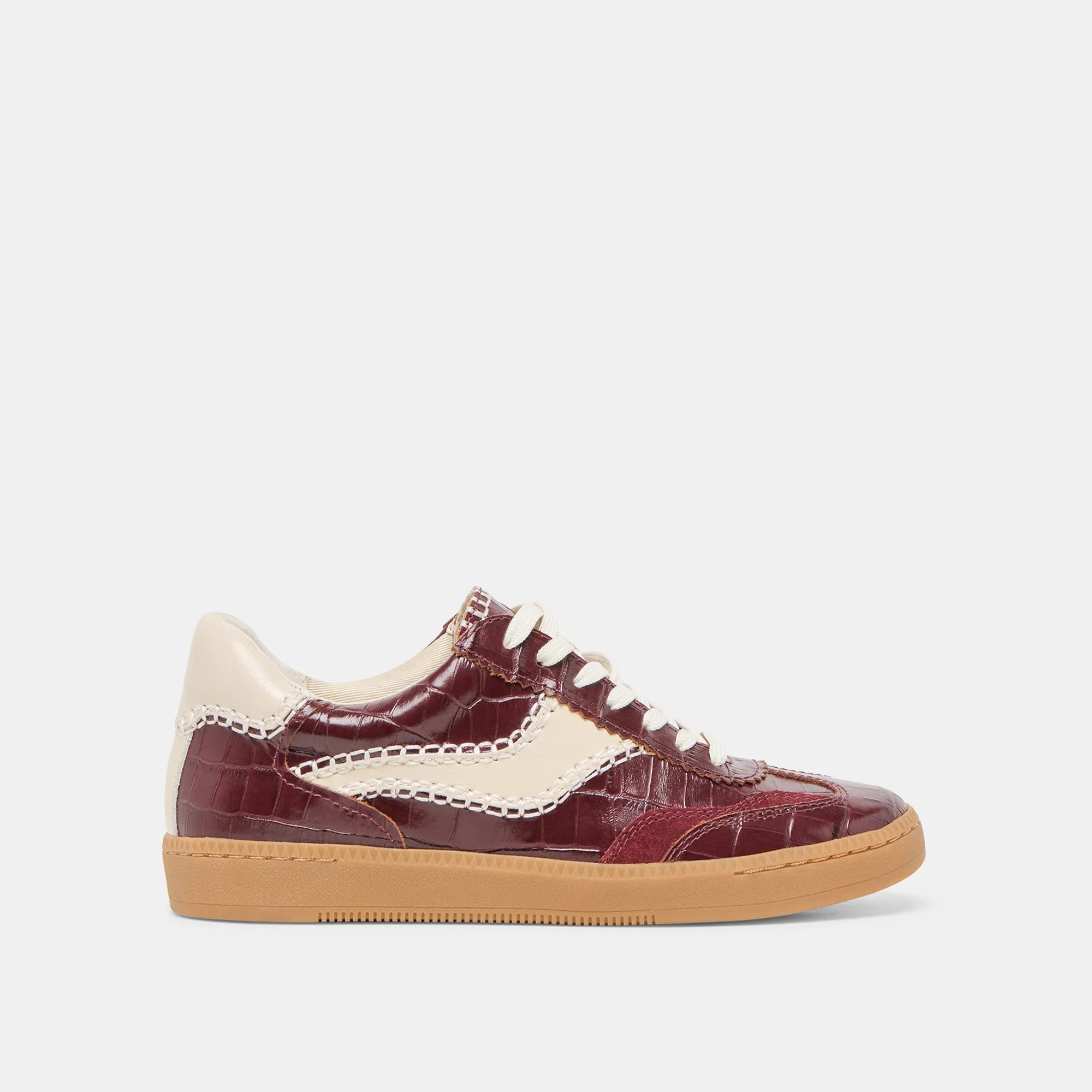 NOTICE STITCH SNEAKERS OXBLOOD CROCO EMBOSSED LEATHER Tailored lining Soft-touch design