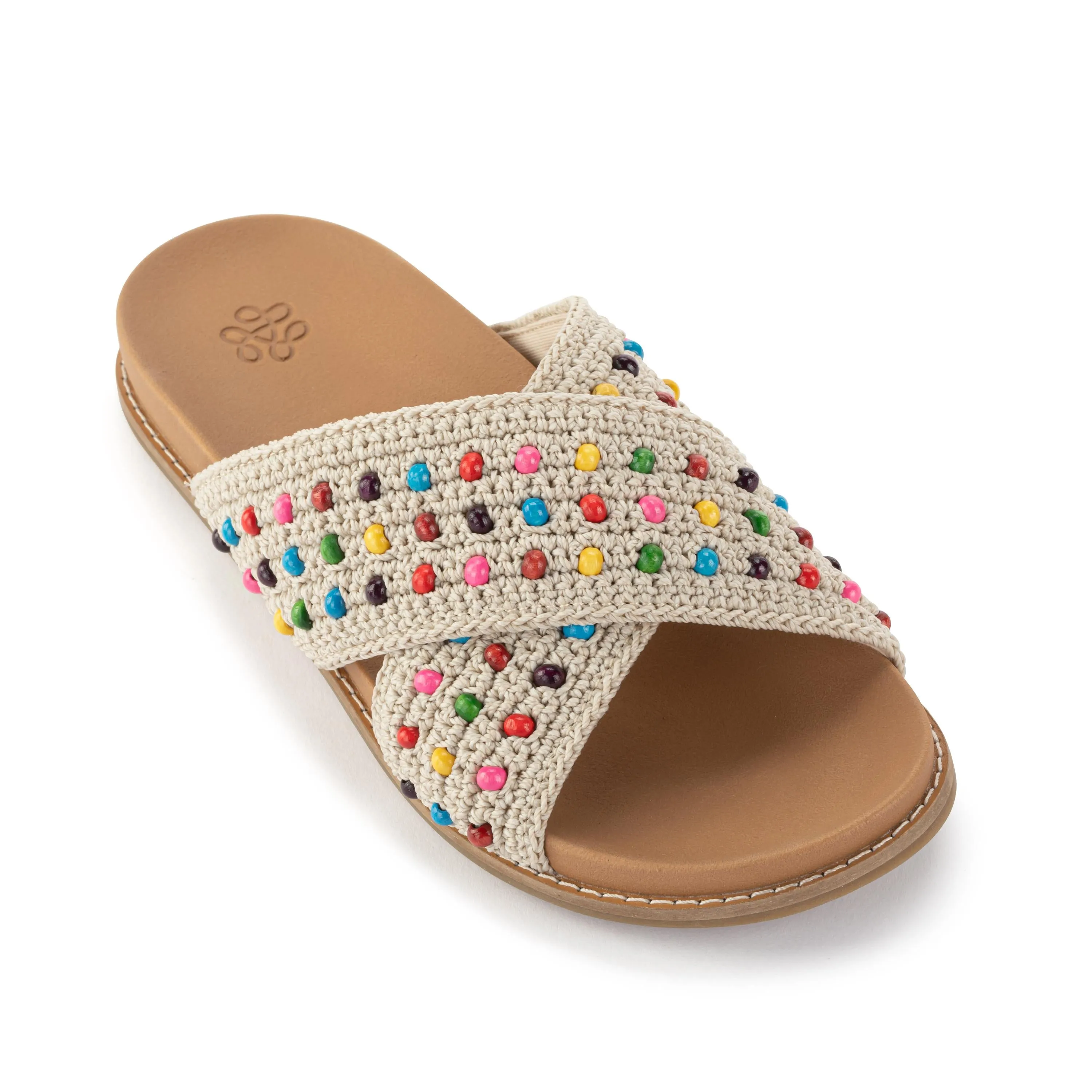 Elegant Mood Penelope Sandal - Hand Crochet - Ecru Multi Beads