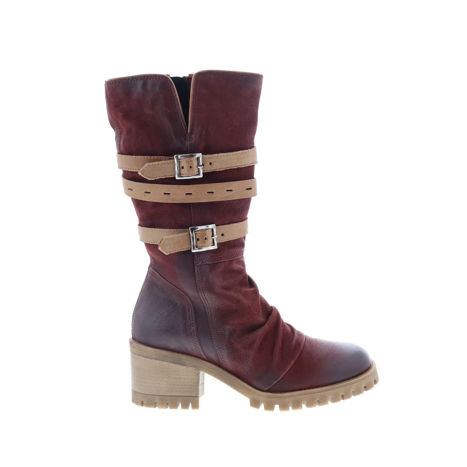 Miz Mooz Meara Womens Burgundy Leather Zipper Casual Dress Boots Soft Interior