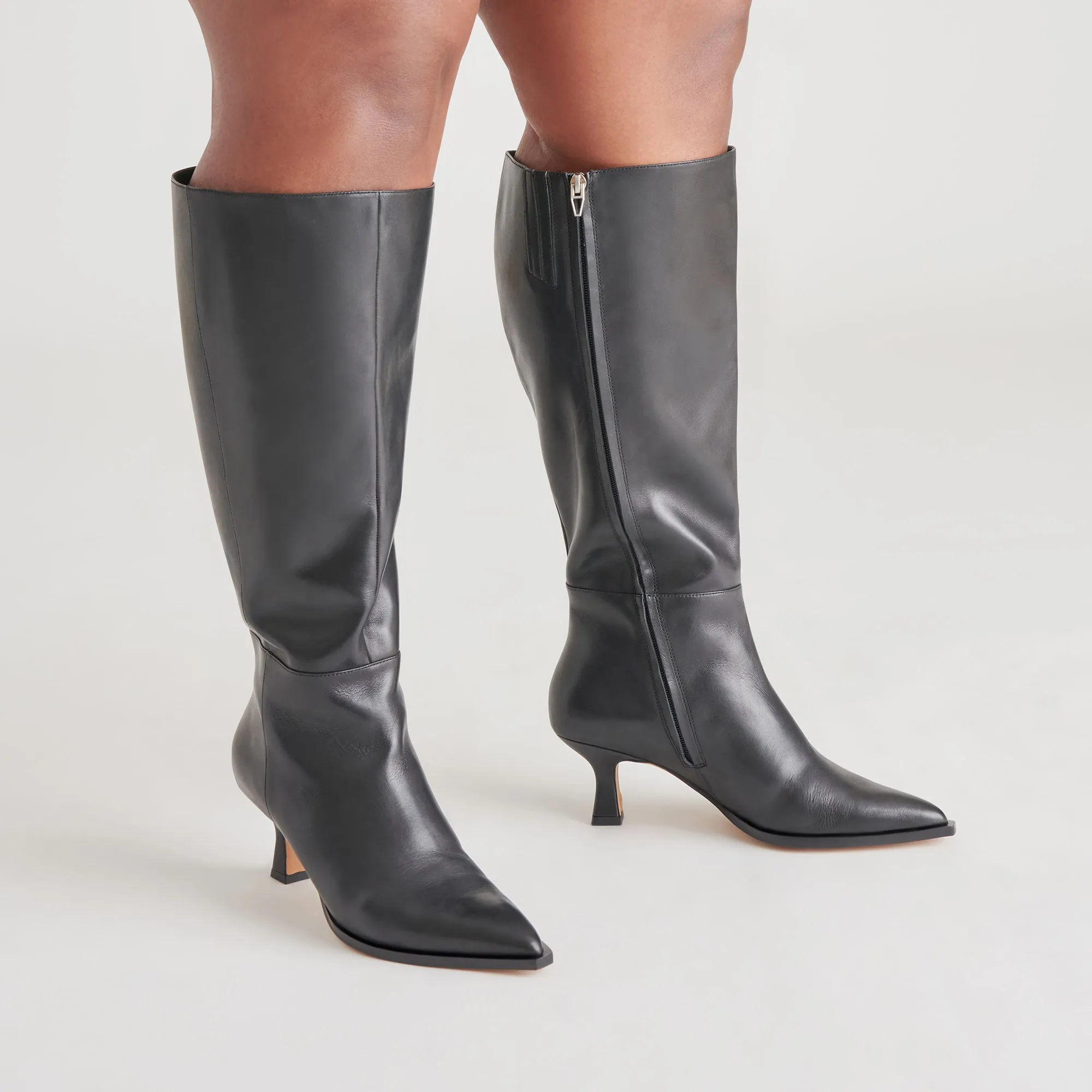 AUGGIE EXTRA WIDE CALF BOOTS BLACK LEATHER Flexible structure Supportive Build
