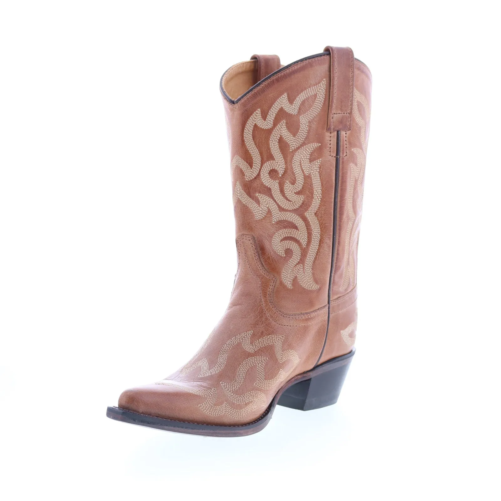 Cool Weather Jama Old West 18054 Womens Brown Leather Slip On Cowboy Western Boots
