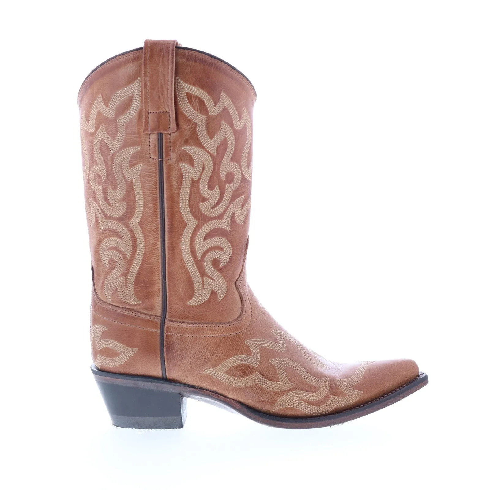 Active Lifestyle Jama Old West 18054 Womens Brown Leather Slip On Cowboy Western Boots