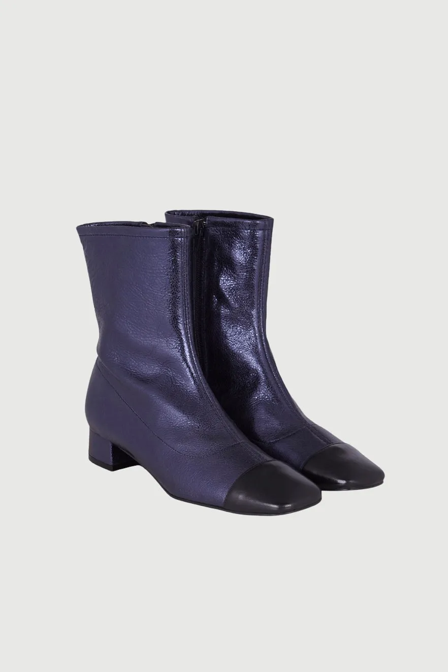 Wind Barrier Breathable Laurie Ankle Boots in Ocean-coloured Metallic Leather