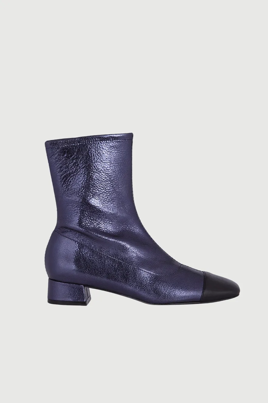 Laurie Ankle Boots in Ocean-coloured Metallic Leather Cozy And Stylish Soft Cushioning