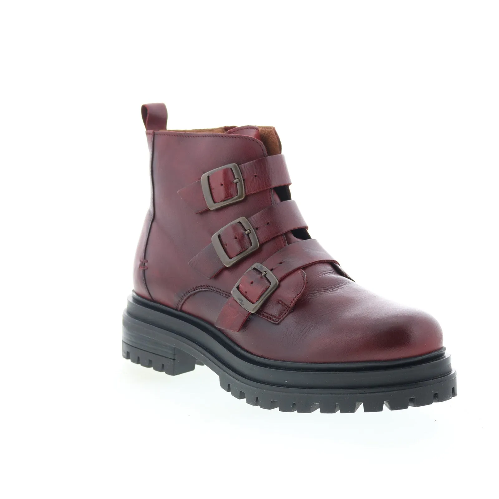 Miz Mooz Lorra Womens Burgundy Leather Zipper Casual Dress Boots Protective Build