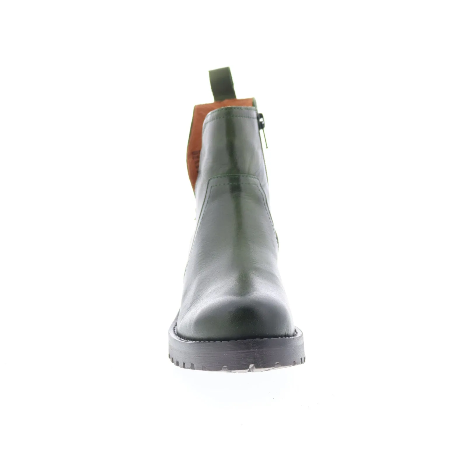 Smart Design Miz Mooz Poolie Womens Green Leather Zipper Ankle & Booties Boots