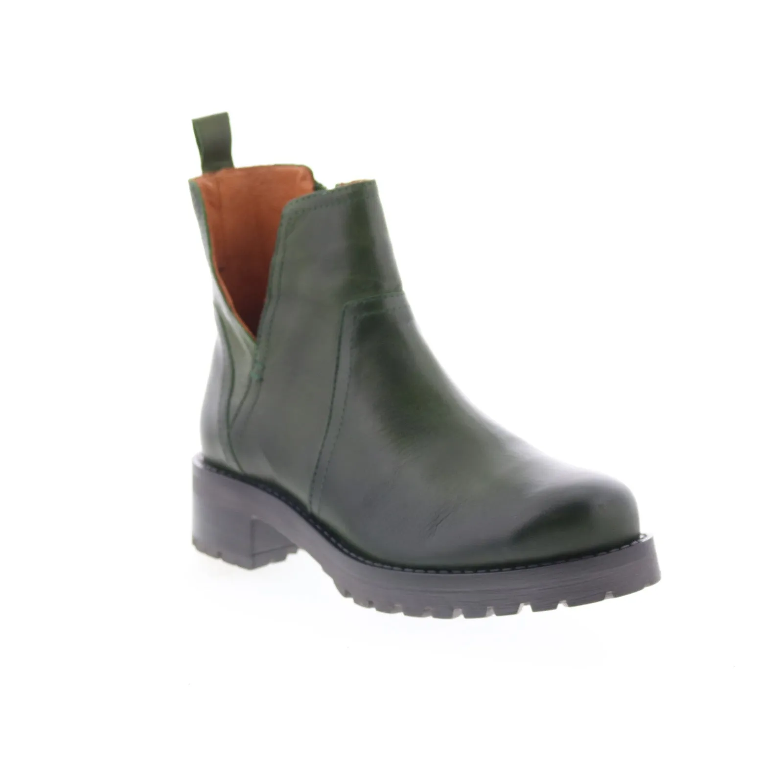 Durable Leather Bootie Cut Miz Mooz Poolie Womens Green Leather Zipper Ankle & Booties Boots