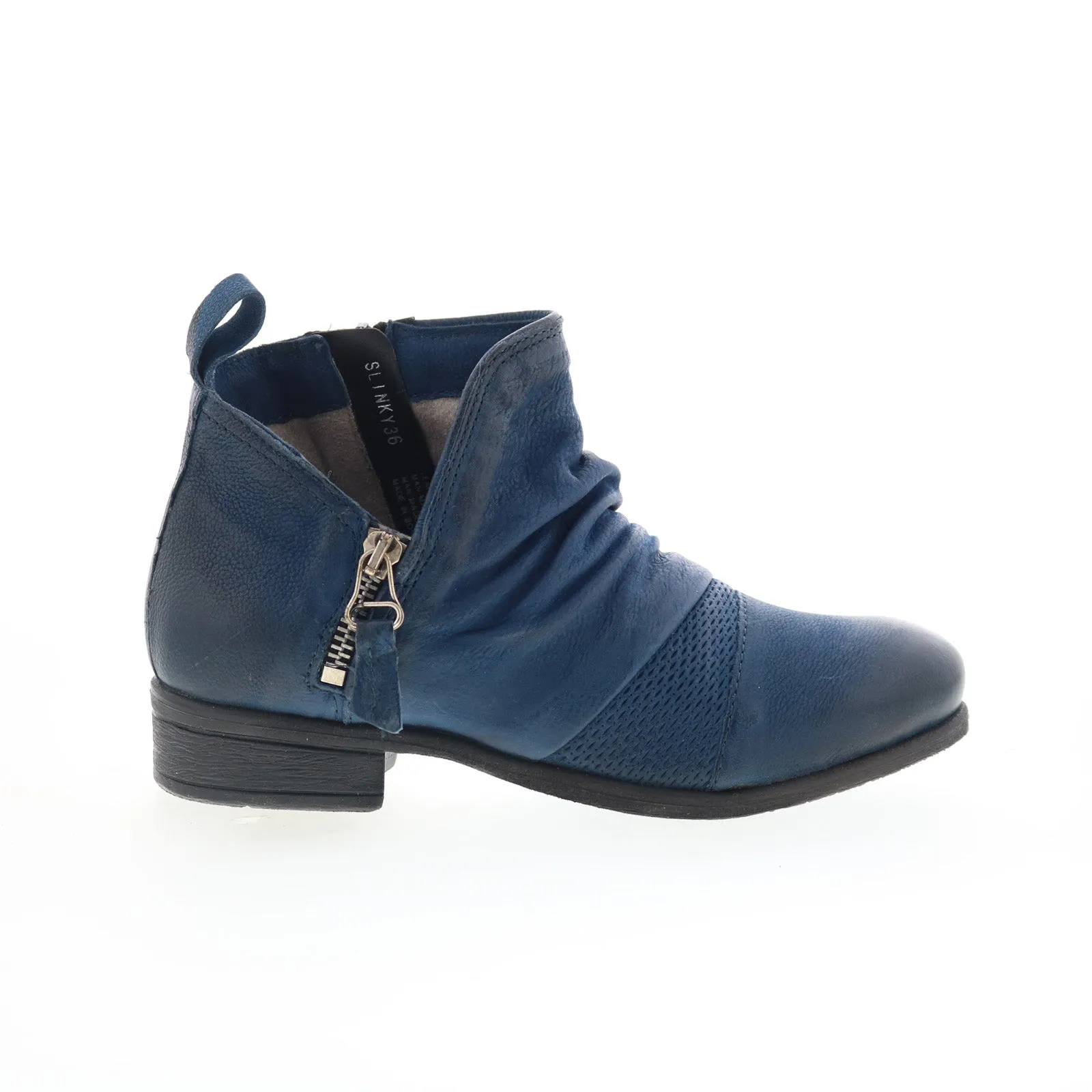 Hiking Boots Miz Mooz Slinky Womens Blue Leather Zipper Ankle & Booties Boots