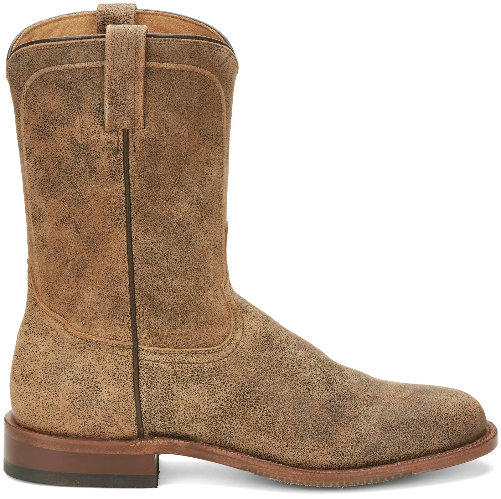 Tony Lama Monterey Round Toe Goat Mens Brown Wide Cowboy Western Boots Transitional Season Functional Build