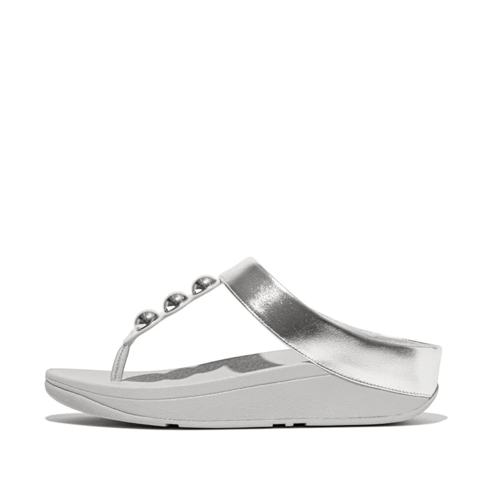 Grab Now Matte Edge FitFlop Fino Mirror-Dome Metalic-Leather Toe-Post