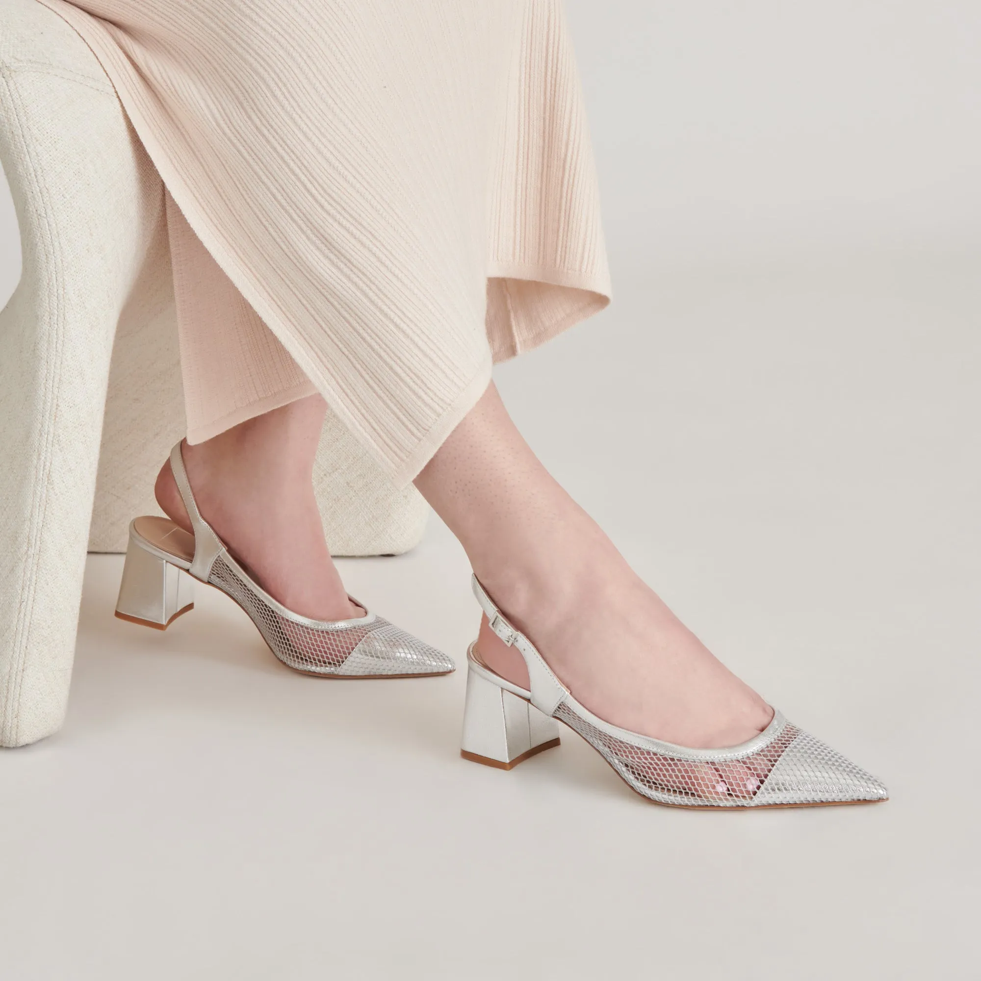 BLONDI HEELS SILVER MESH Fashion Stiletto Sandals Comfortable
