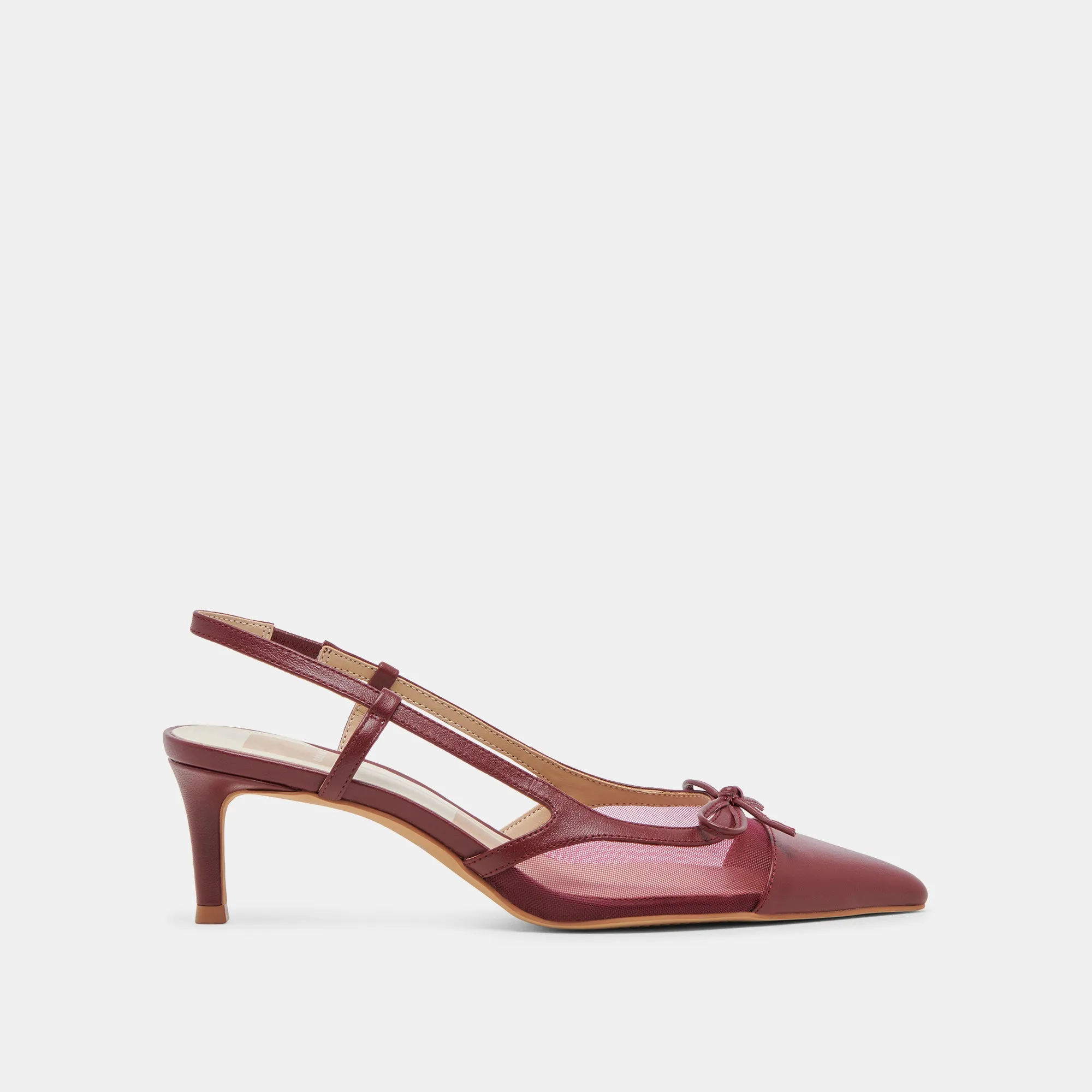 Leather Heeled Sandals Comfort Cushion KANDI HEELS MAROON MESH
