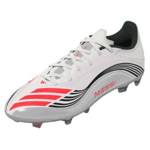 adidas F50 Messi League FG/MG Soccer Cleats (White/Lucid Red/Silver Metallic) Grip Layer
