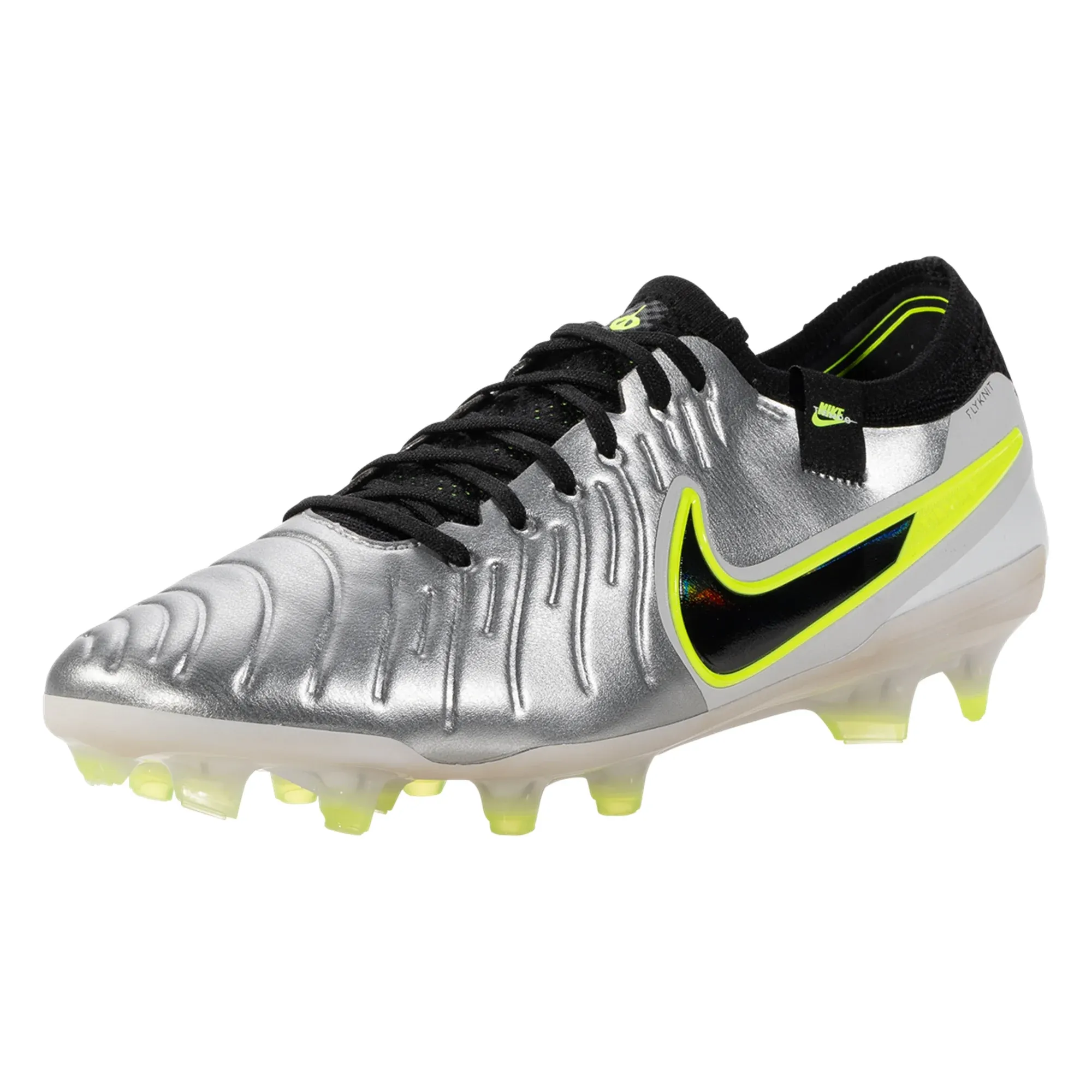 Nike Legend 10 Elite FG Soccer Cleats (Metallic Silver/Black-Volt) Zero Break-In