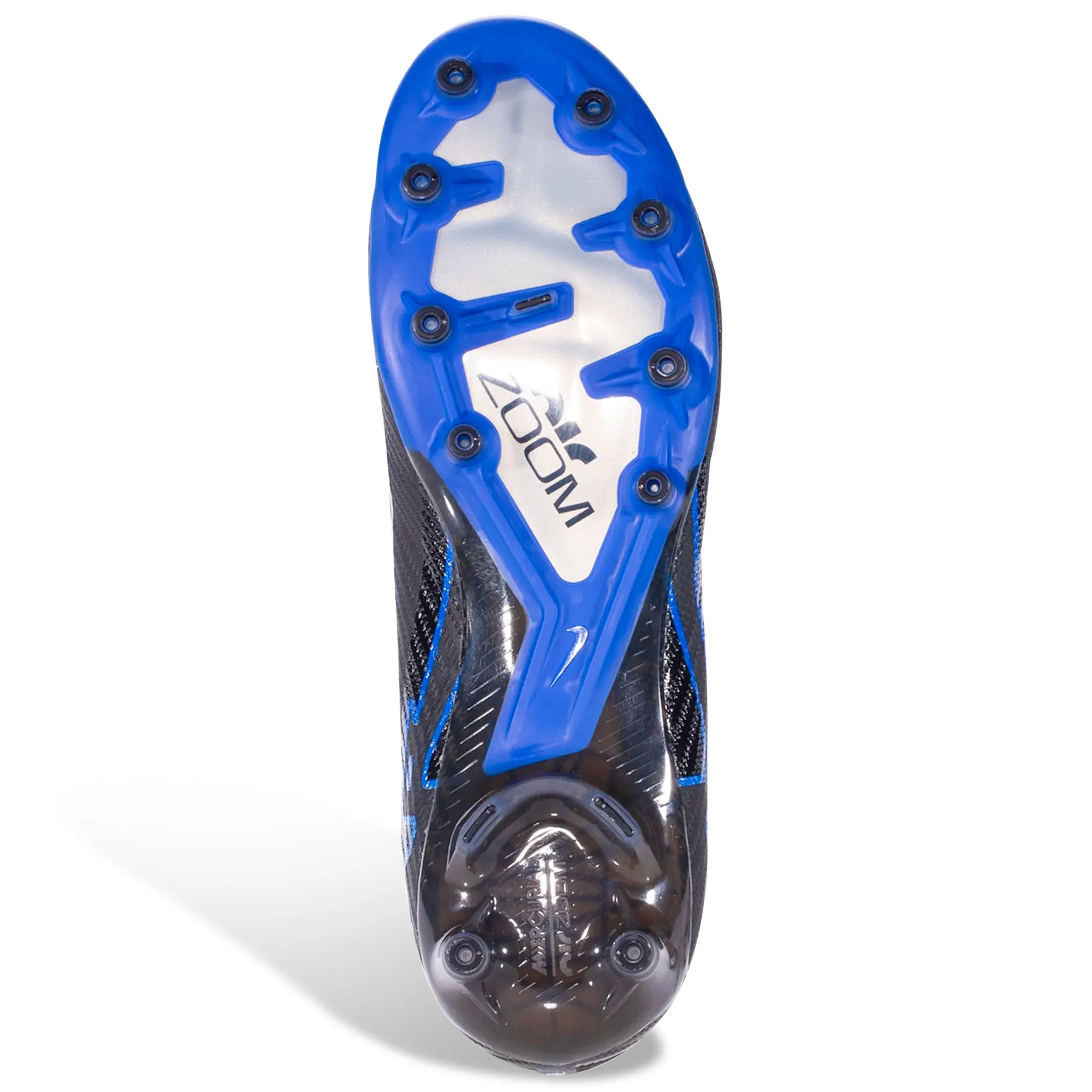 Low Profile Training Mode Nike Zoom Superfly 9 Elite AG-Pro Soccer Cleats (Black/Chrome-Hyper Royal)
