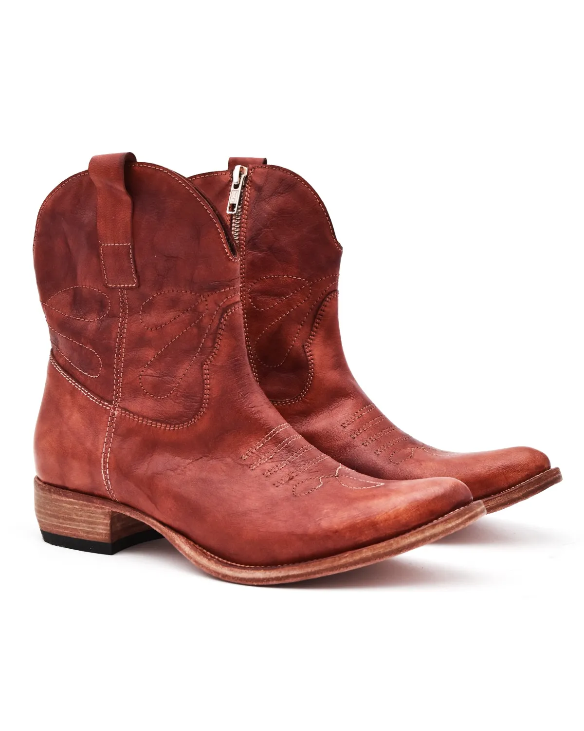 Shoto Washed Red Western Boots Wide Path