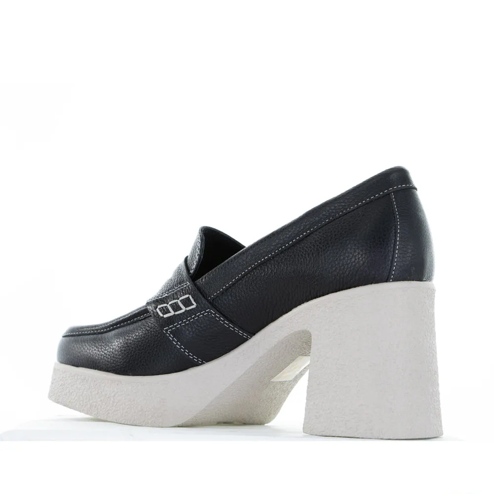 TAMARA LONDON BASIE BLACK MILLED Wide Strap Heels