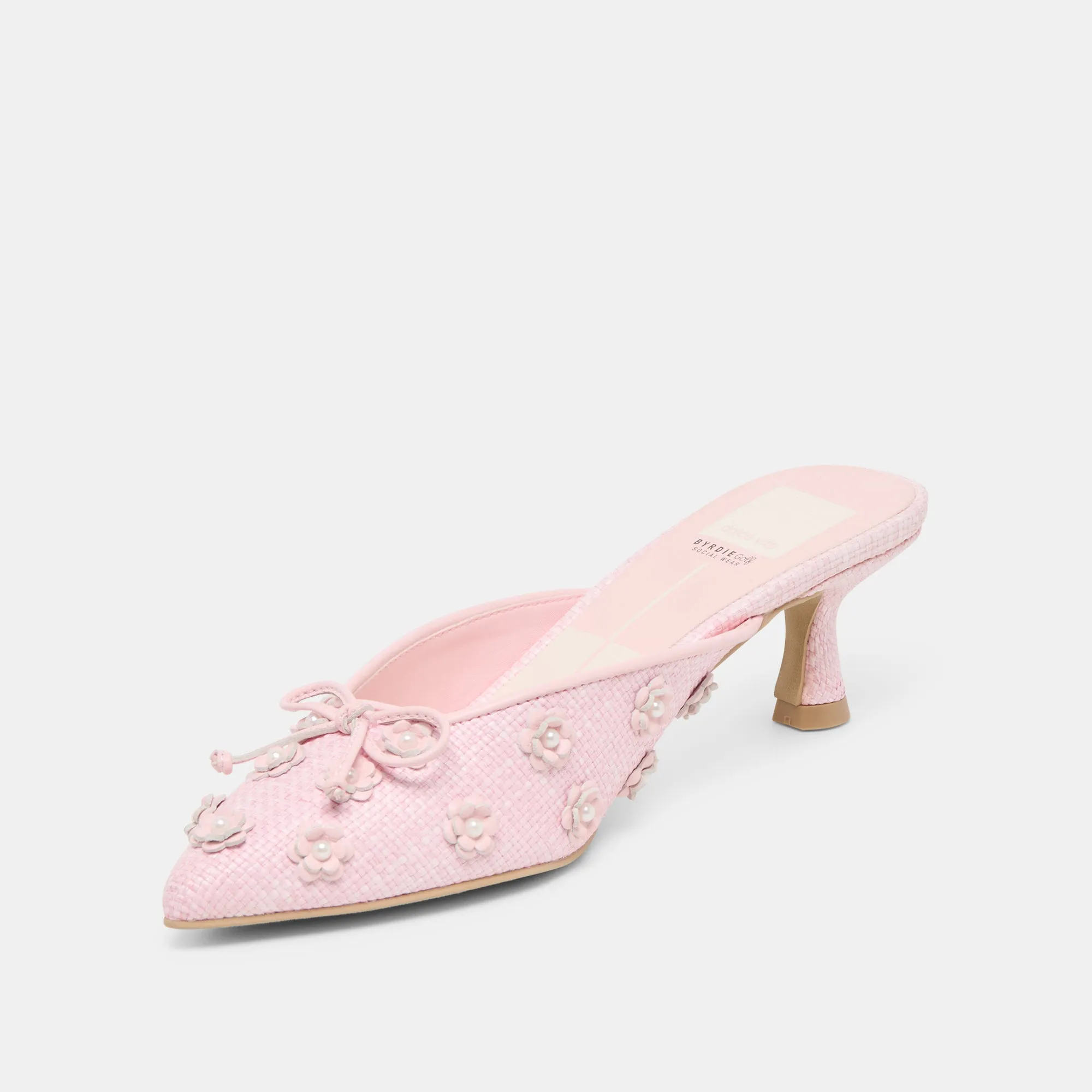 CAMILO X BYRDIE GOLF WIDE HEELS PINK RAFFIA Luxury Wedding Pumps Slip-On Heels
