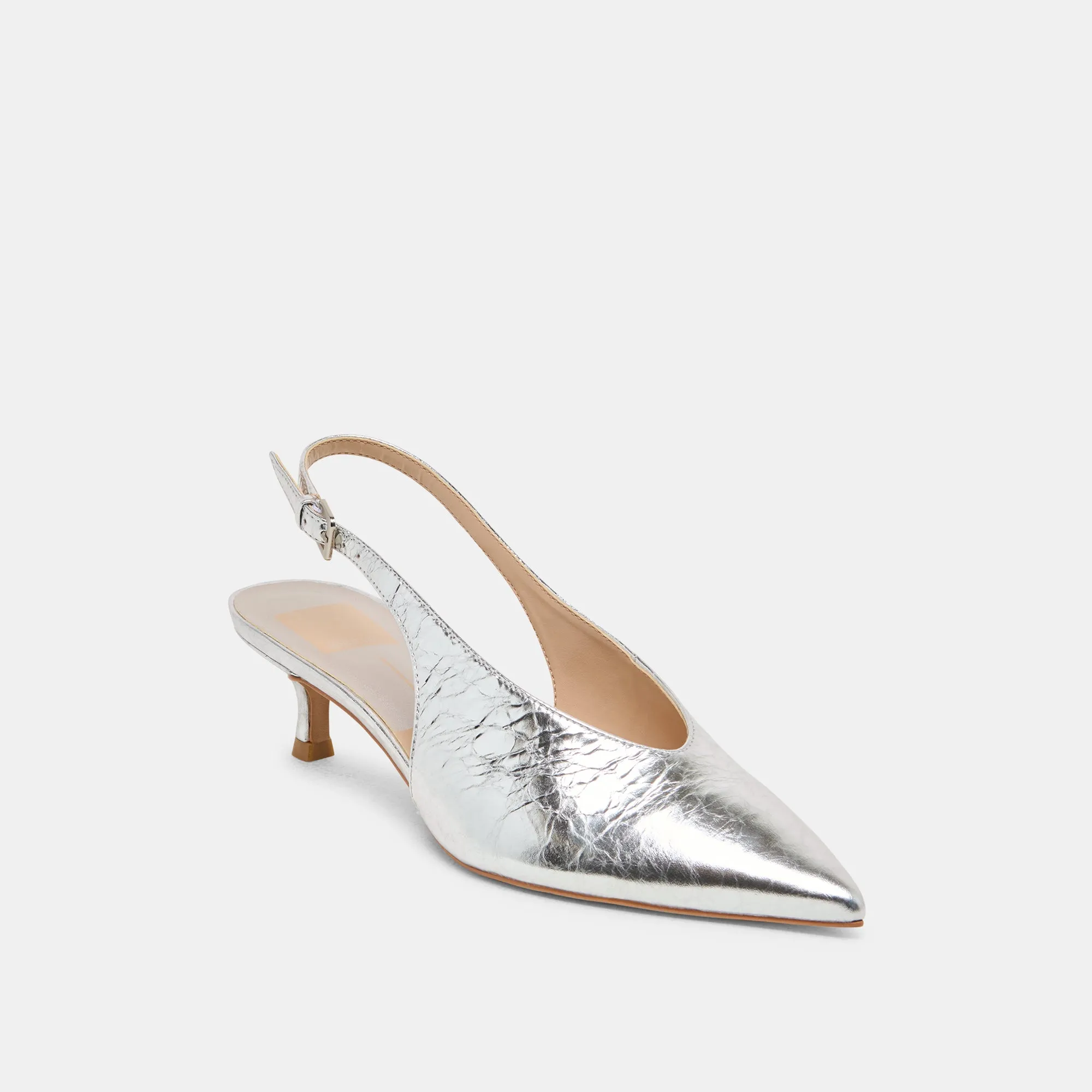ALENNA HEELS SILVER DISTRESSED LEATHER Fashion Stiletto Sandals Crystal Heels