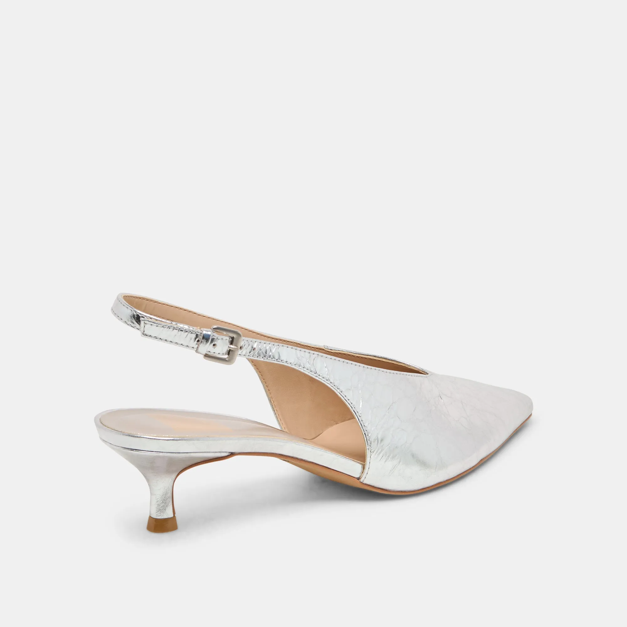 Stable Structure ALENNA HEELS SILVER DISTRESSED LEATHER