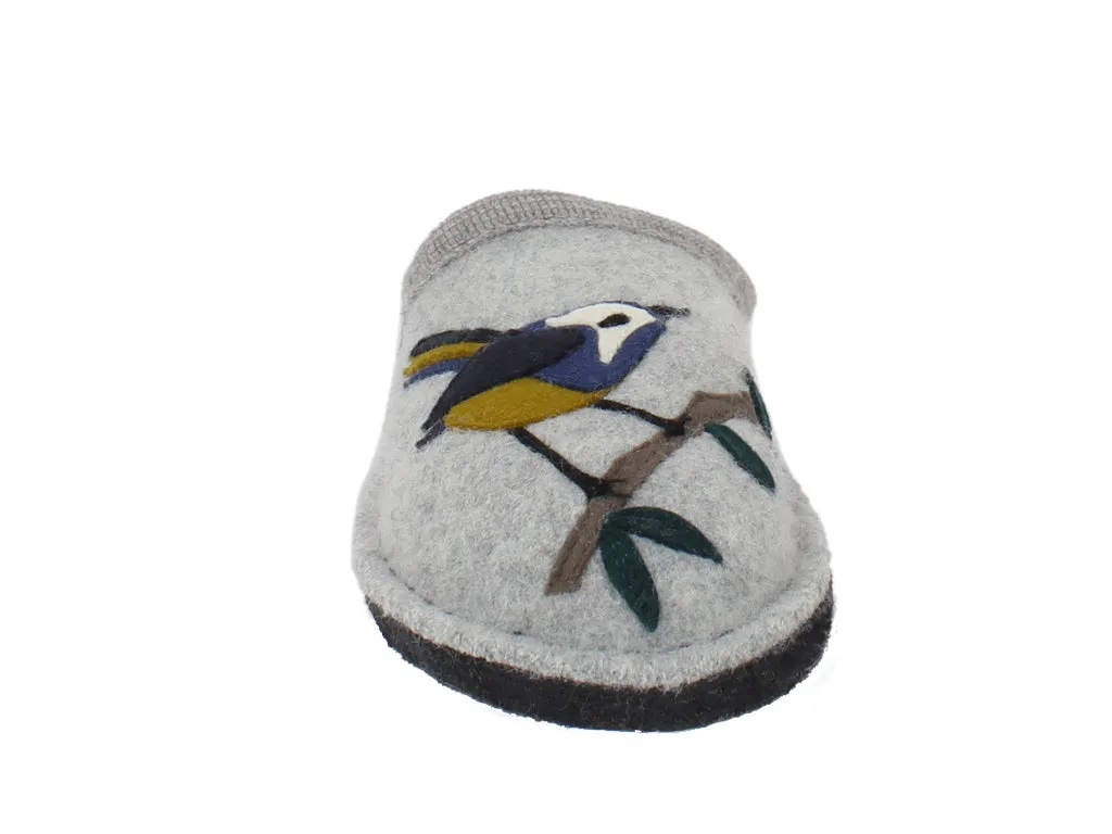 Reinforced toe Haflinger Slippers Flair Songbird Grey